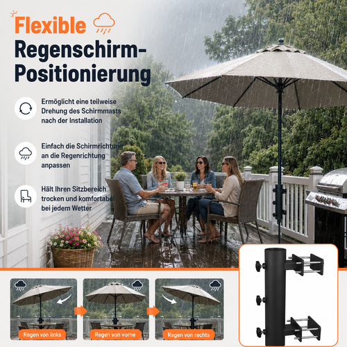 🌂 Verstellbare Terrassenschirm-Geländerklemme