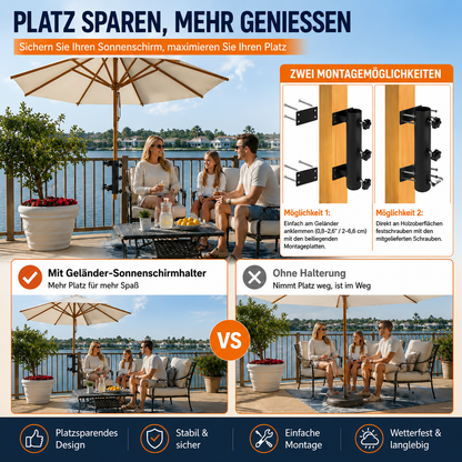 🌂 Verstellbare Terrassenschirm-Geländerklemme