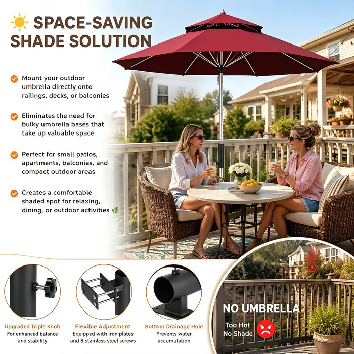 🌂 Adjustable Patio Umbrella Mount Clamp
